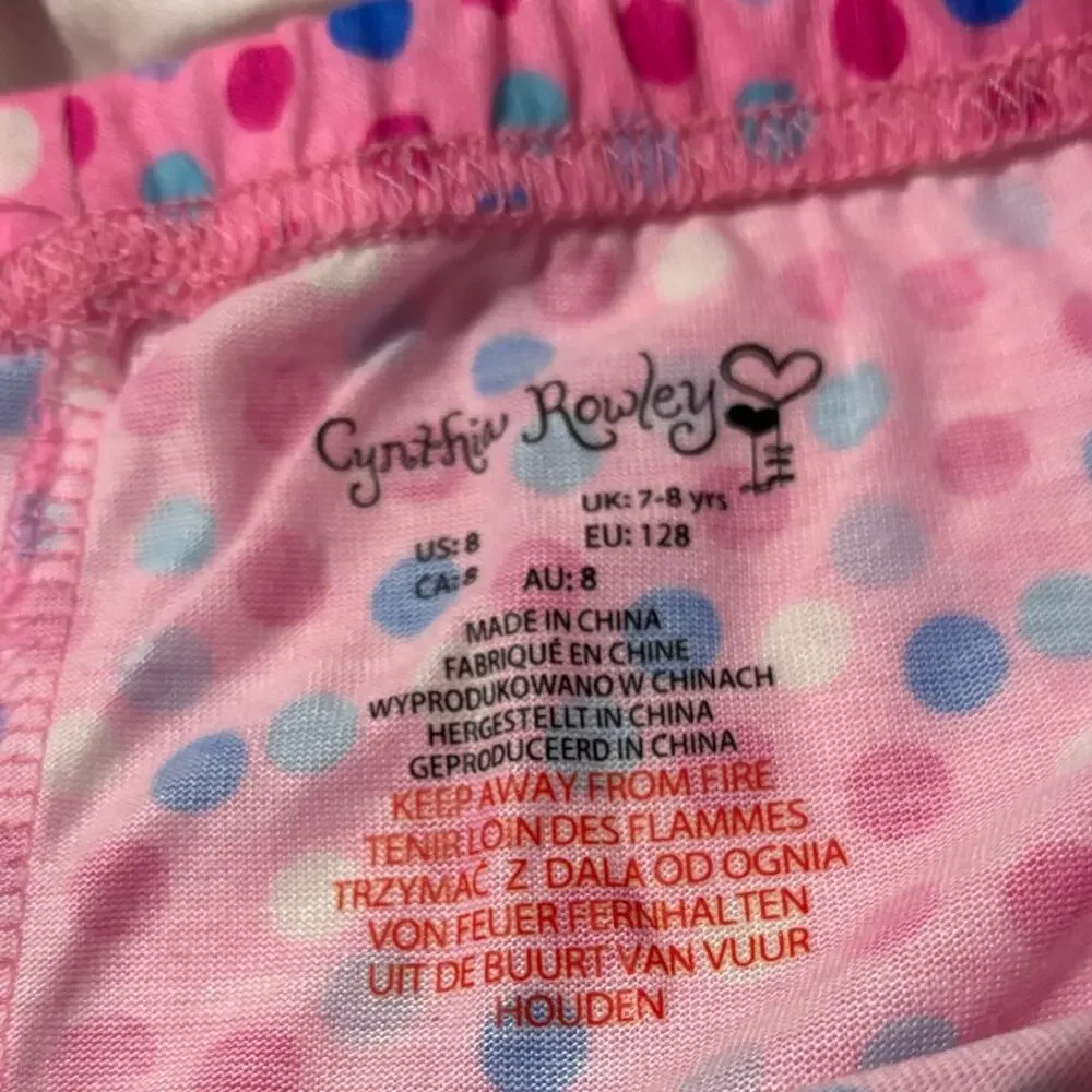 Cynthia Rowley 8 Pink Mermaid Kids Pajamas nwot polka dot bottoms Mermaid top